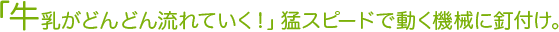 「牛乳がどんどん流れていく！」猛スピードで動く機械に釘付け。