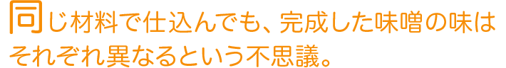 同じ材料で仕込んでも、完成した味噌の味はそれぞれ異なるという不思議。