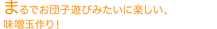 まるでお団子遊びみたいに楽しい、味噌玉作り！